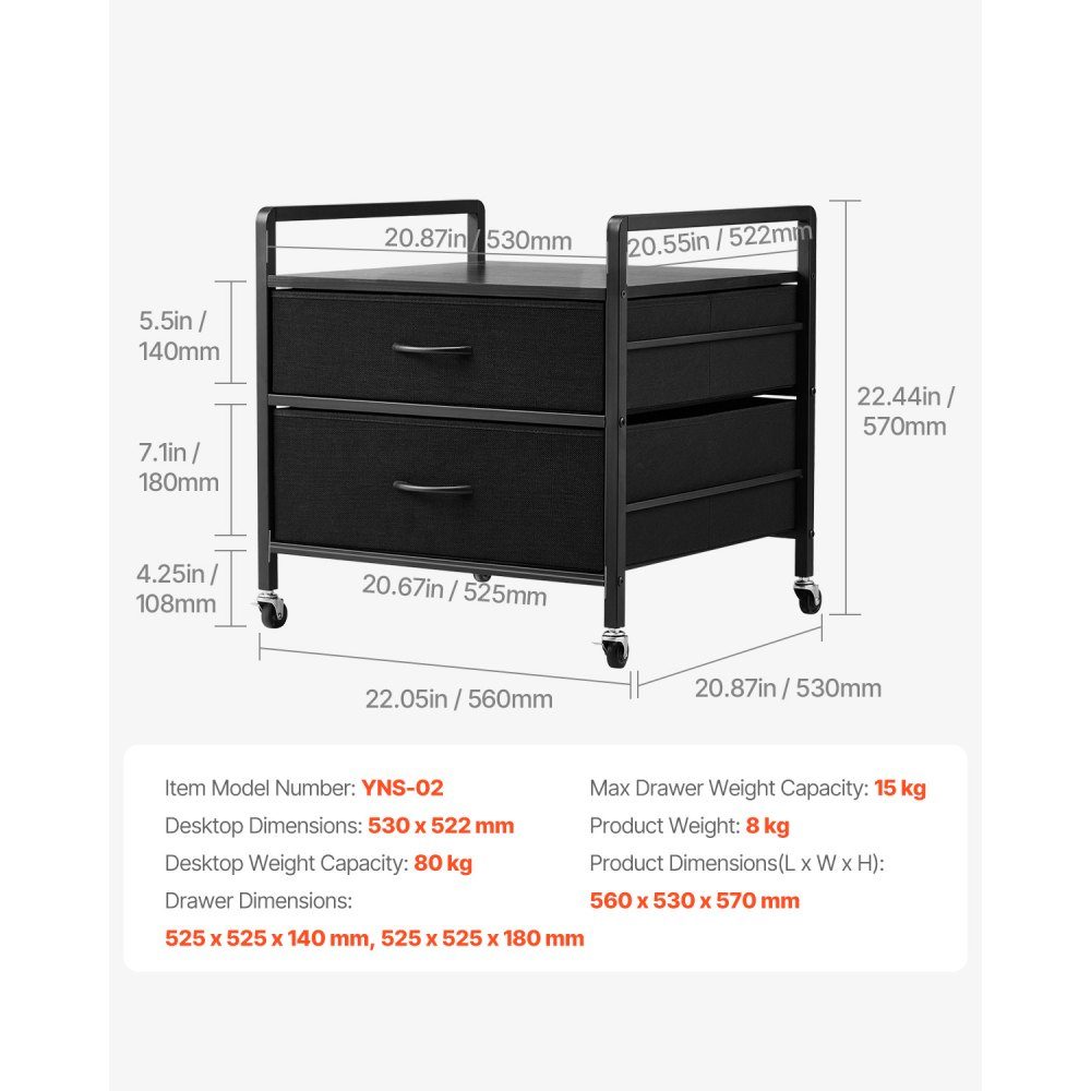 Mini support de Réf. rigérateur sur roulettes, support de réfrigérateur avec capacité de charge de 80 kg, mini table de réfrigérateur avec 2 tiroirs et 4 roulettes, étagère de réfrigérateur mobile pour dortoir, appartement, bureau, noir