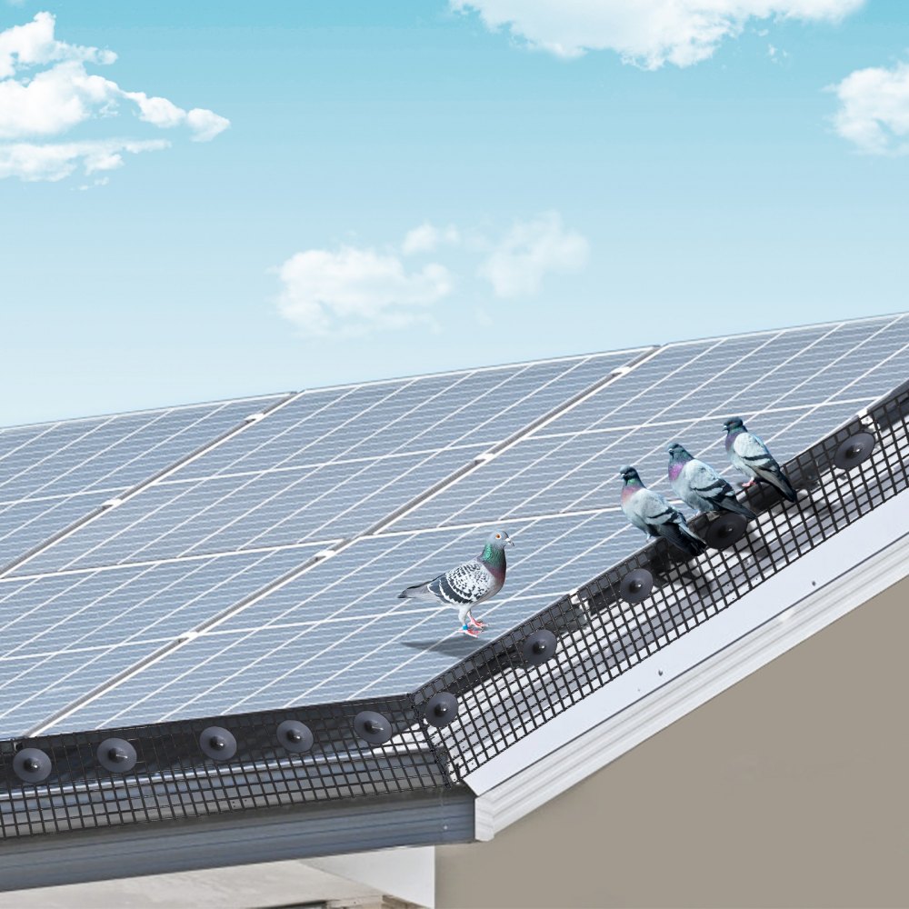 Solar Panel Bird Guard 60' x 100' Pigeon Repellent Solar Panel Screen with 100 Aluminum Alloy Fasteners Solar Panel Guard with Rustproof PVC Coating 1/2" Square Grid