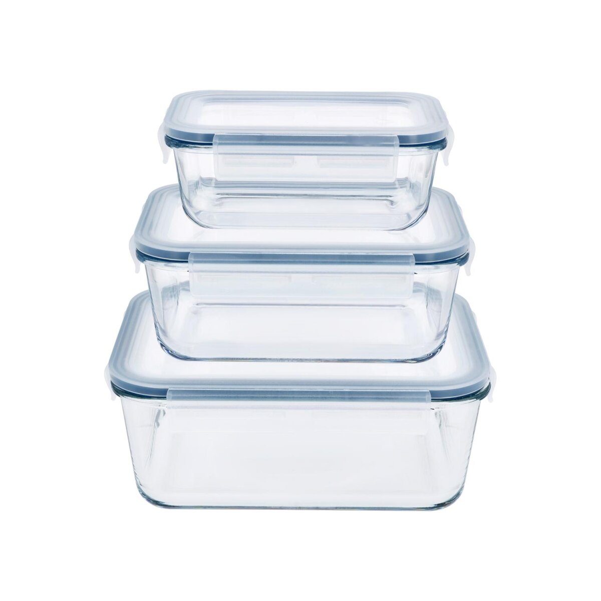 SILVERCREST® glazen voedselopslagcontainerset (rechthoekige set van 3)
