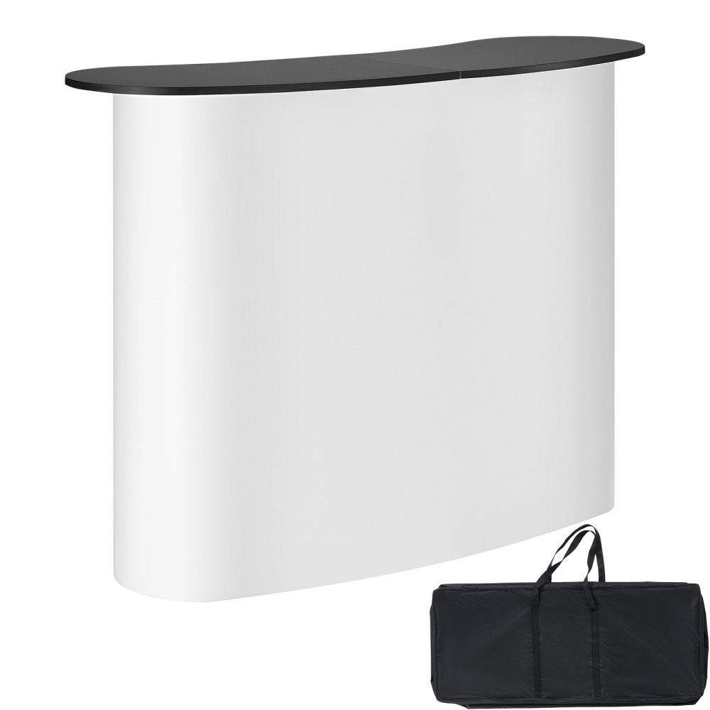 Tragbare Messetheke, Messetheke, 130 x 46,5 x 95 cm, Messestand, Ausstellungsthekenständer, faltbarer Promotion-Einzelhandels-Stehtisch, Pop-up-Podium mit Ablagefach, Tragetasche