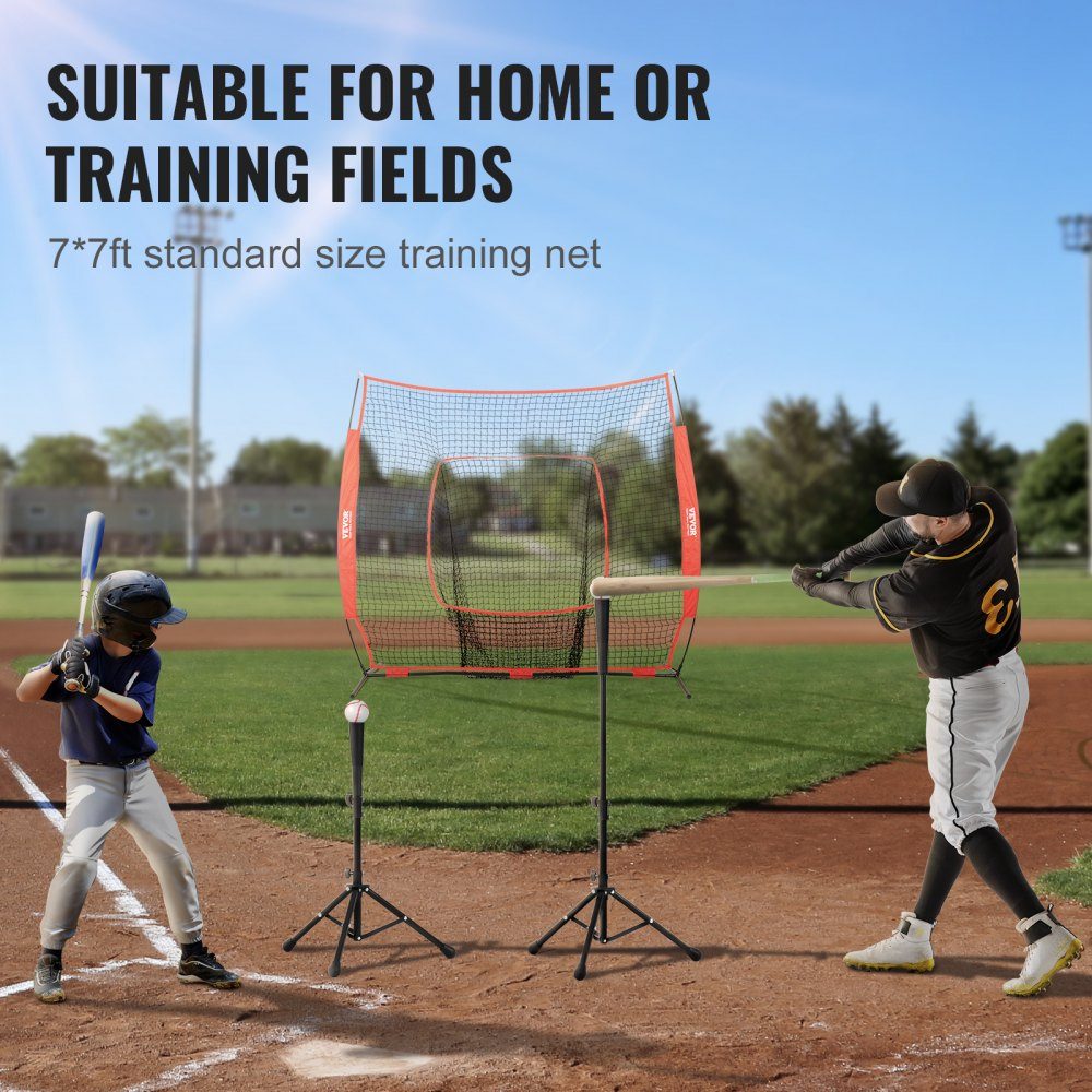 84" x 42" x 83" Baseball-Softball-Übungsnetz, Baseball-Pitching-Netz, Schlagen, Fangen, Pitching, Backstop-Trainingshilfen für Baseballausrüstung mit Bogenrahmen, Tragetasche und Schlagzone