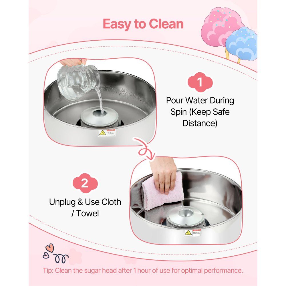 Cotton Candy Machine, 1000W Electric Cotton Candy Machine with 38cm Stainless Steel Bowl and Candy Spoon, Makes Cotton Candy for Home Birthdays, Family Reunions, Blue, 3500RPM