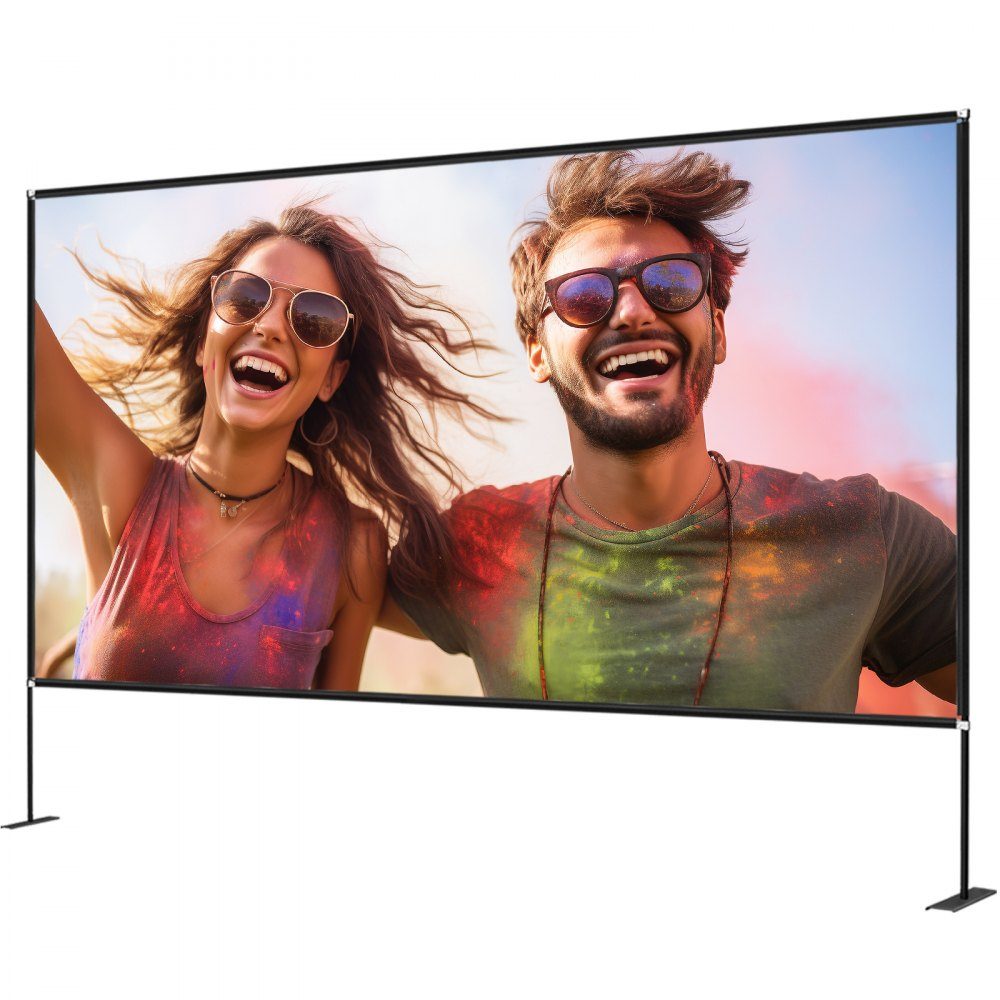 Projection Screen with Stand 15" Portable Movie Screen 16:9 Outdoor Indoor Projector Screen 138" x 80" Mobile Projector Screen 160°