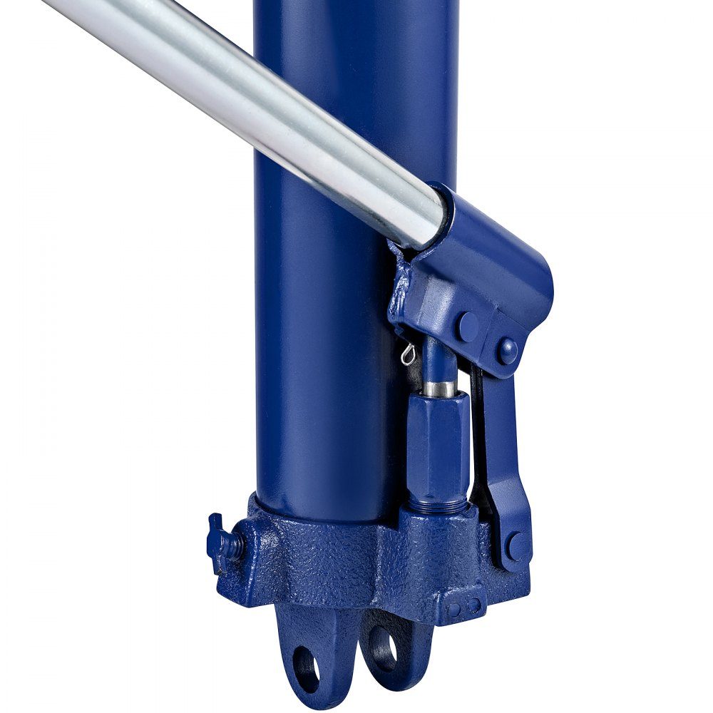Cric hydraulique long 8T avec pompe à piston unique et base à chape, cric à plate-forme élévatrice manuelle avec poignée pour grues d'atelier, palans à moteur, bleu