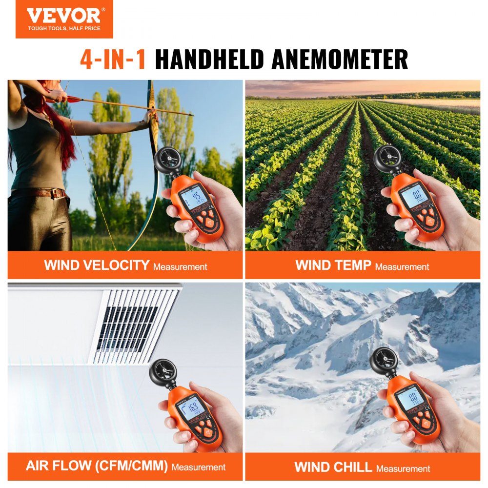 Anemometer 69.35 MPH Air Speed ​​Meter 163 x 54 x 32mm Anemometer IP44 Wind Meter Wind Strength Meter MAX/MIN/AVG/CU Wind Speed ​​Data -10-45℃ Air Meter Speed ​​Meter