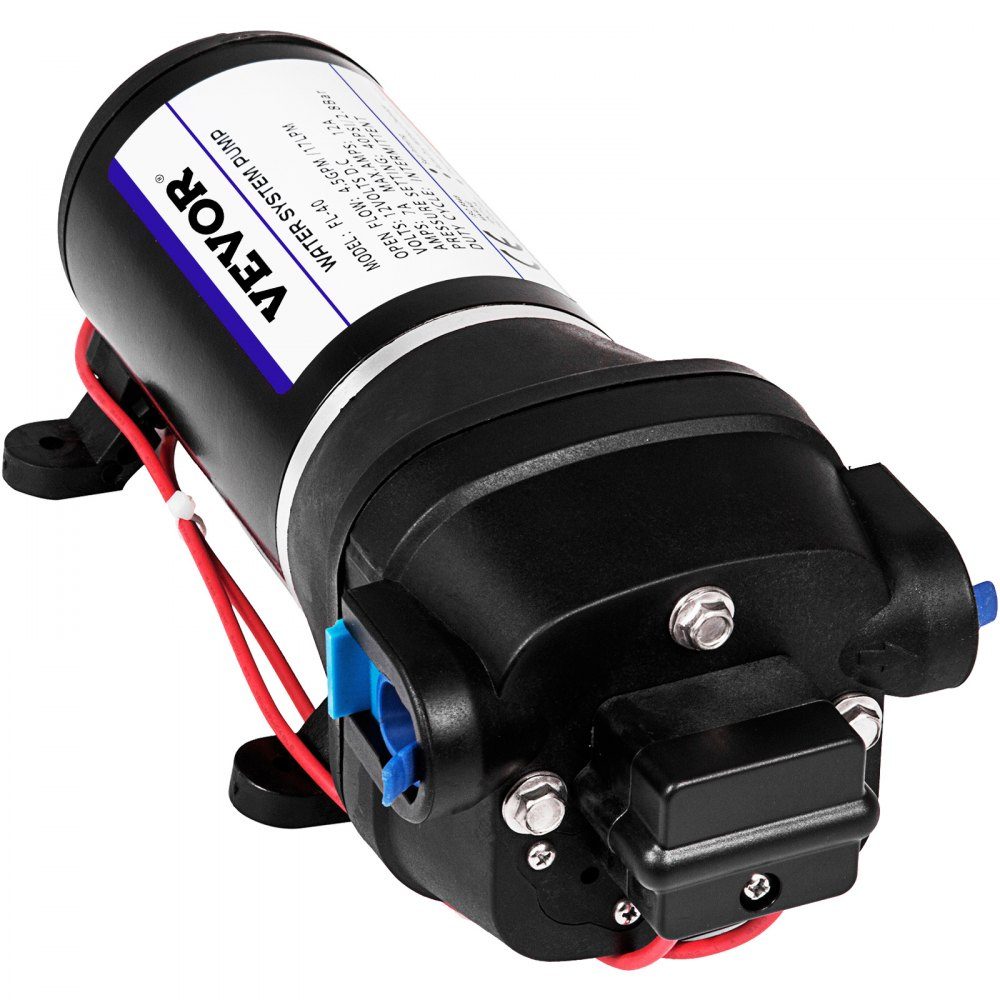 Wasserpumpe Hochdruckmembran 12 V, Hochdruckwasserpumpe 17 L/min, selbstansaugende Membranpumpe 2m, 3-Kammer-Membran, Membranpumpe mit Thermoschutz, für Kraftfahrzeuge, Wohnmobile