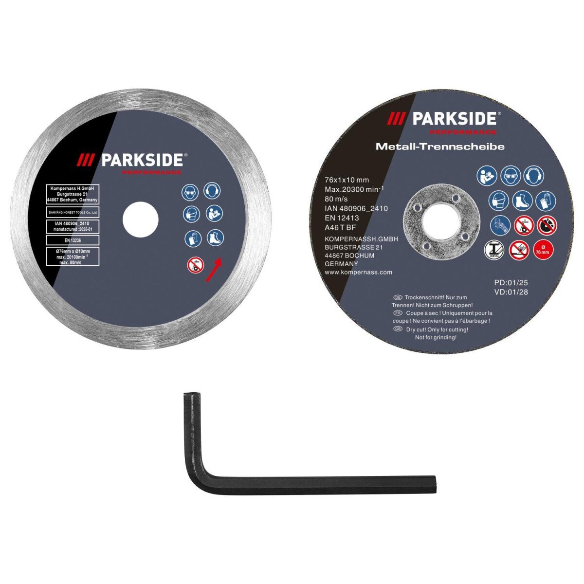 PARKSIDE PERFORMANCE® 12 V Akku-Winkelschleifer »PPWSA 12 A1«, ohne Akku und Ladegerät