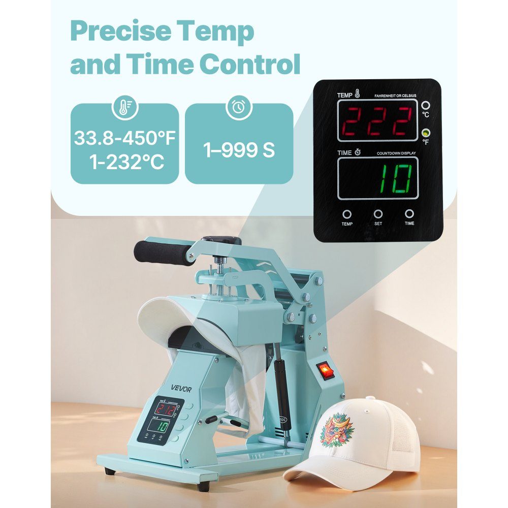 Presse à chapeau avec 4 plaques interchangeables (160x65/160x80/140x65/140x80mm), presse à chaud pour chapeau avec contrôle précis de la température et du temps, presse à chaud pour bandeaux, masques faciaux