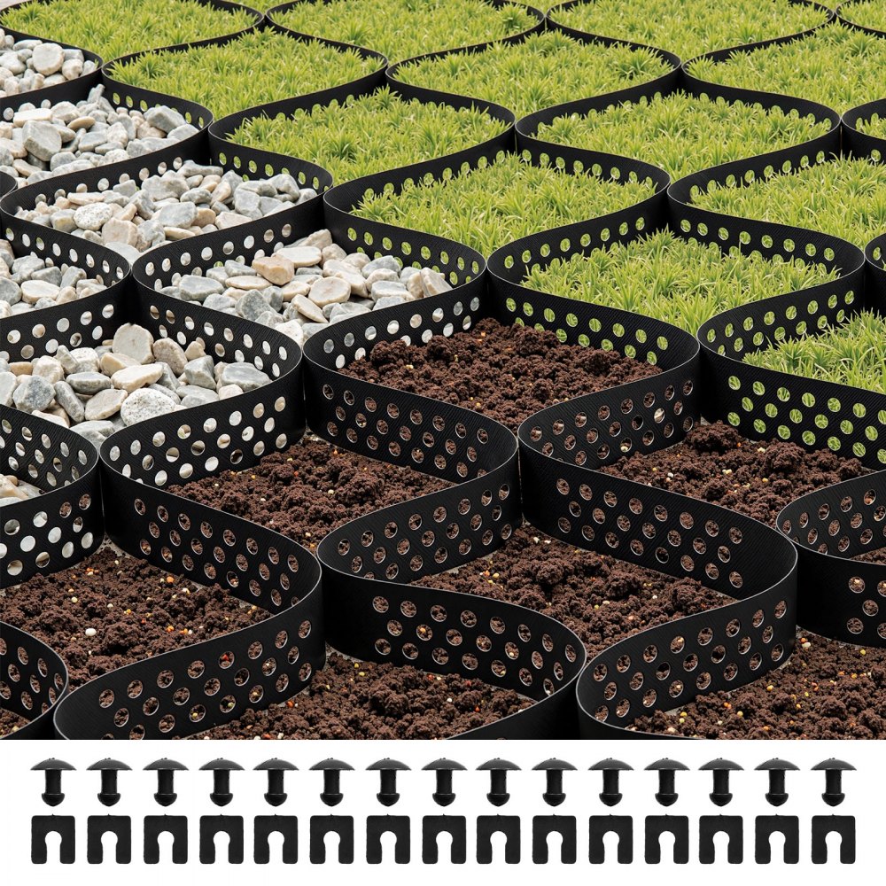 Grille de gravier, profondeur 50 mm, grille de pelouse 5200x2700 mm, gravier nid d'abeille HDPE, grille nid d'abeille, géogrille perméable pour stabilisation d'allée, pour jardin, terrasse, trottoir, parking camping-car