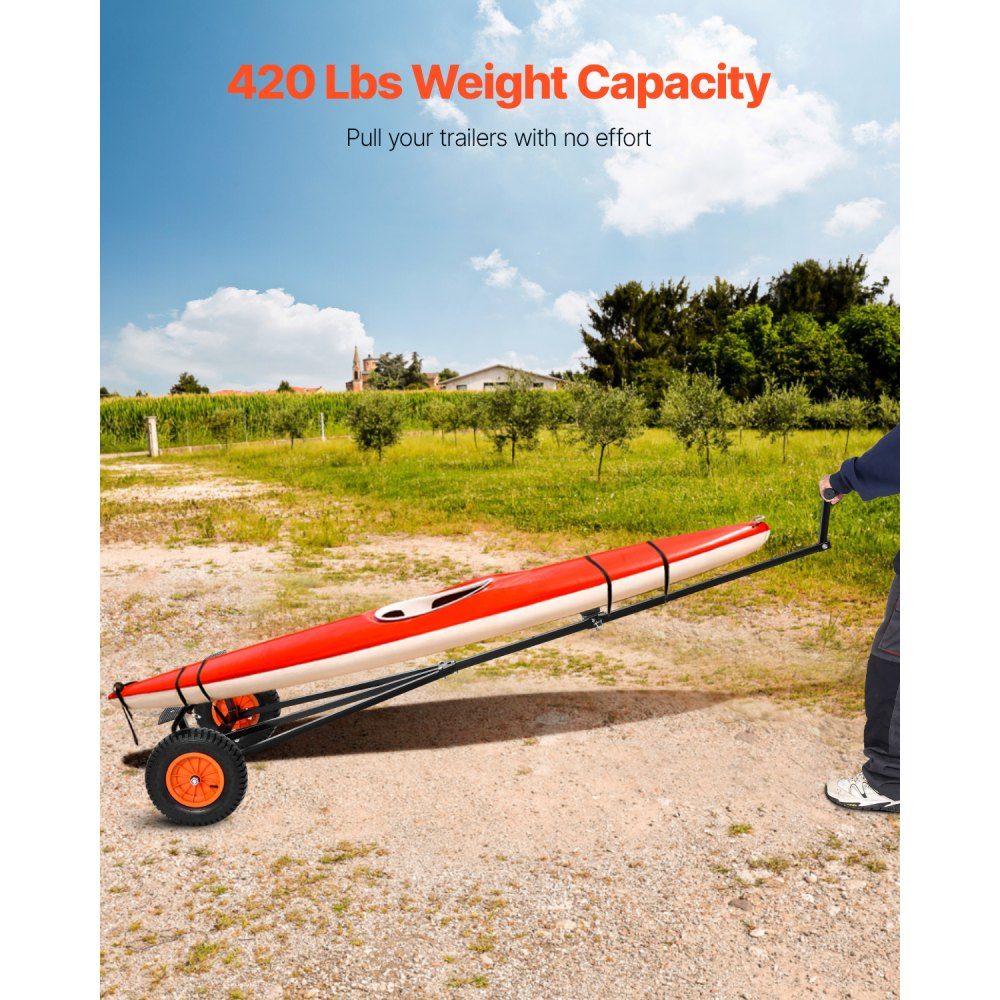 Remorque de bateau Dolly Chariot Remorque 190 kg Charge de support 40 cm Pneu pneumatique Support antidérapant en acier au carbone pour déplacer les kayaks, les bateaux à moteur et les bateaux de pêche