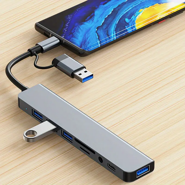 3.0 High Speed ​​USB-C Hub 8 in 1 USB Splitter PC MAC Tablet