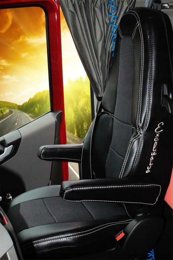 Handgefertigte VOLVO FH LKW-SITZBEZÜGE VOLVO FH4 FH 4 EURO 6 ECO Komplettset schwarz