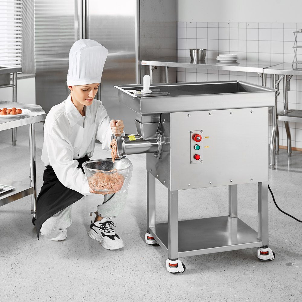 Commercial Meat Grinder 9.98kg/min Electric Meat Grinder 2200W with Blades and Grinding Plates Sausage Machine Commercial Stainless Steel Meat Grinder for Kitchen Restaurant Butcher Shop