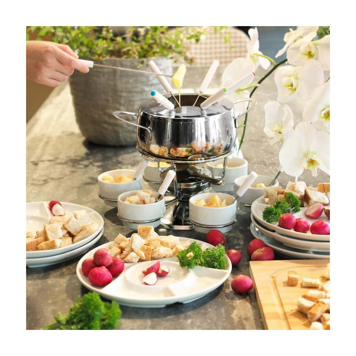 Zestaw do fondue Ribelli Fondue SET 28-teiliges, stal nierdzewna, średnica 16 cm