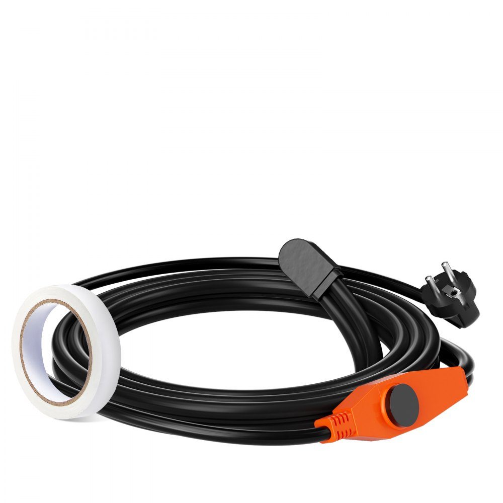 Frost Protection Heating Cable 4m 23W/m Pipe Heating Cable with Built-in Thermostat Pipe Heating Cable to Protect PVC Hoses, Metal & Plastic Pipes from Freezing