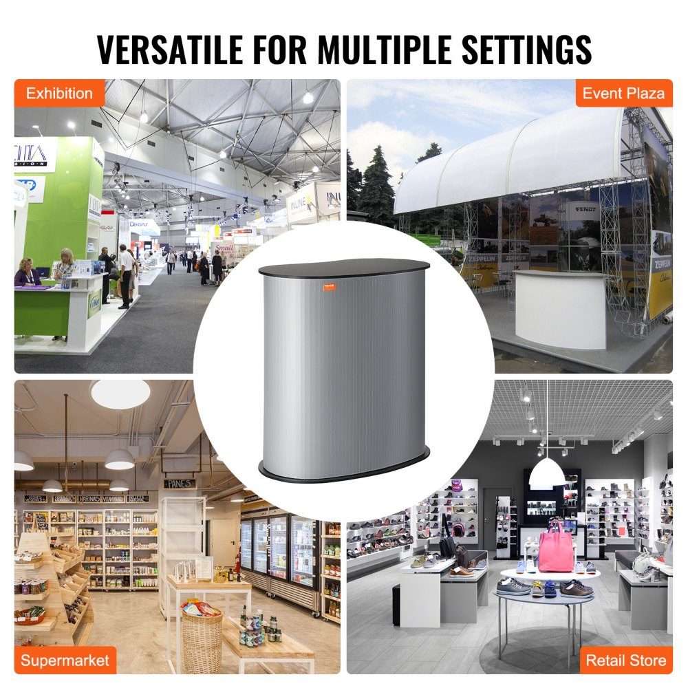 Portable Trade Show Counter, Trade Show Counter, 90x49x94cm Trade Show Stand, Exhibition Counter Stand, Foldable Promotion Retail Standing Table, Pop Up Podium with Storage Compartment, Carry Bag