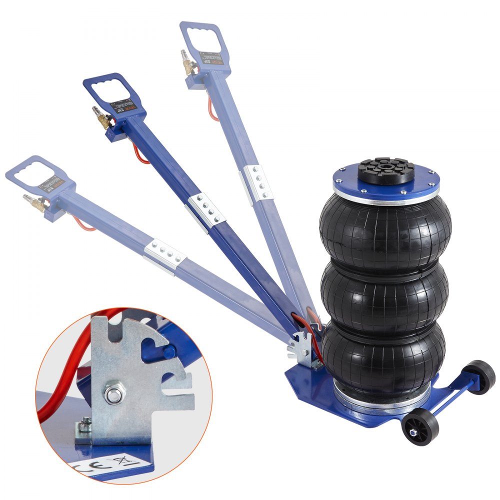 Cric pneumatique de voiture, cric pneumatique 3 tonnes, bleu, triple sac d'air Jack 140-450 mm, hauteur de levage, cric pneumatique, 5 minutes de levage, cric pneumatique pour SUV, camion bleu