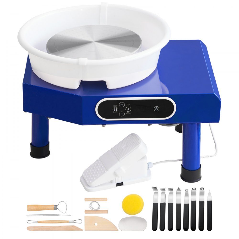 Töpferscheibe, Keramikscheibe, 350 W, elektrische Töpferscheibe, 25 cm, 300 U/min, Töpferscheibe, mit Pedal und Schürzenformmaschine, geeignet für Anfänger und Enthusiasten