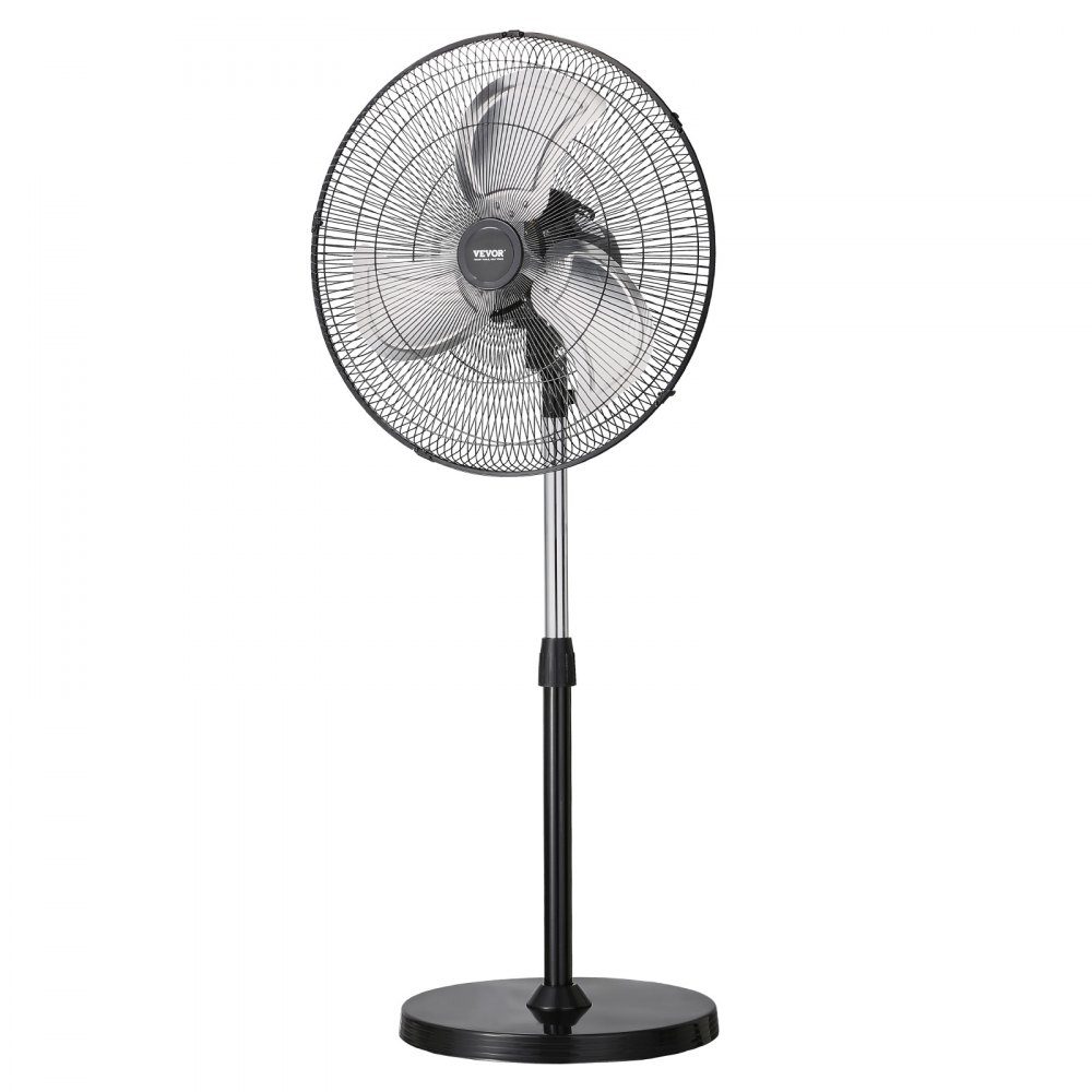 Industrial Pedestal Fan 570mm 90 Degree Oscillation Fan Height Adjustable Fans with 3 Adjustable Speeds Wind Machine for Workshop Warehouse Black