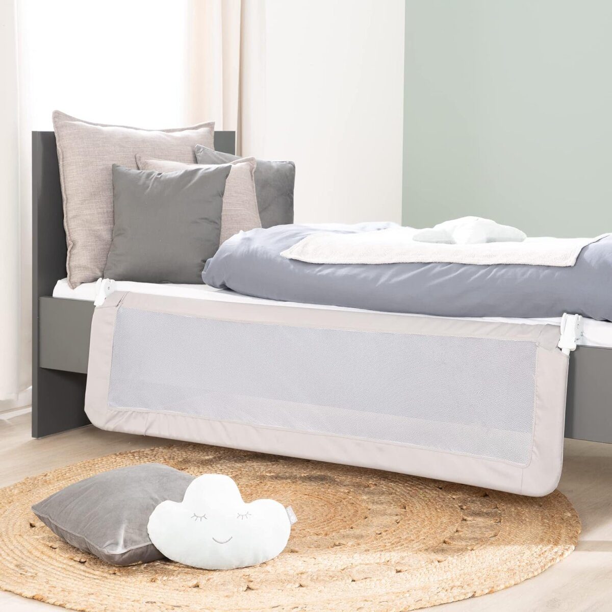 roba bedrail clip-fold, valbeveiliging, opvouwbaar, 135 x 50 cm, grijs