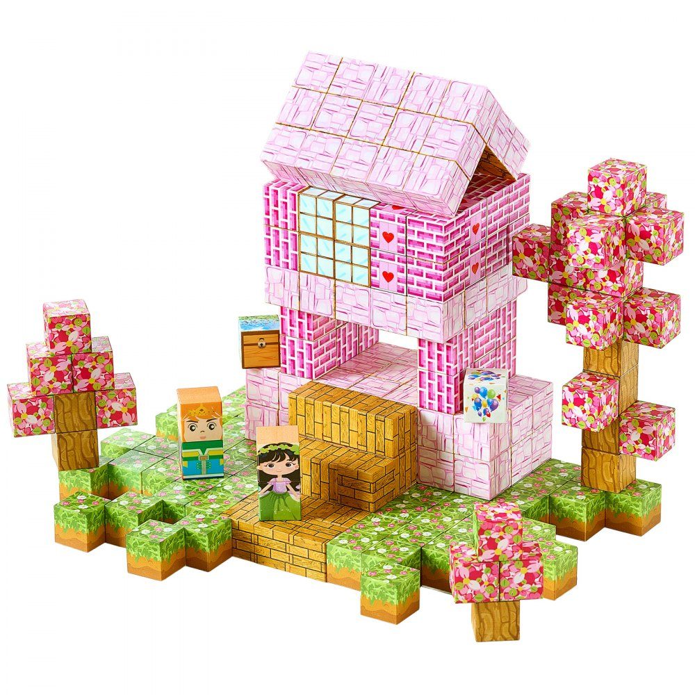 Blocs de construction magnétiques, ensemble de château de princesse de 100 pièces, blocs magnétiques, jouets STEM Montessori pour cadeau de Noël et d'anniversaire, jouet de construction à empiler, à partir de 3 ans