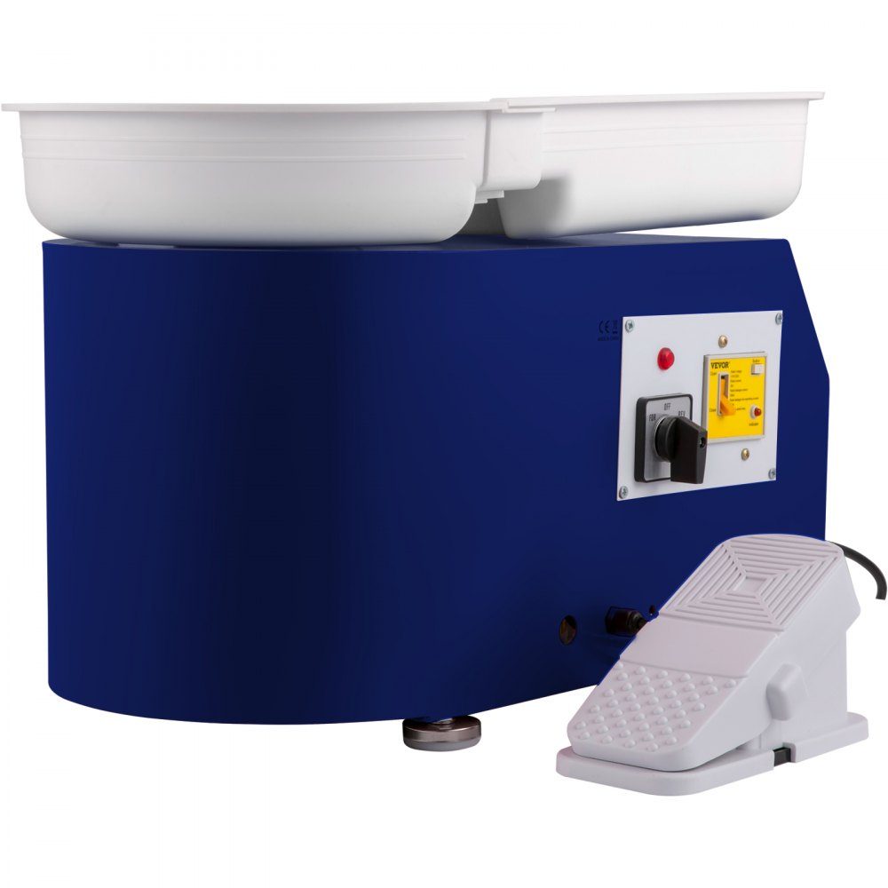 Pottery Wheel 350W Ceramic Disc Machine 220V Electric Pottery Wheel 28cm Turntable Foot Pedal Adjustment 60dB Turntable Pottery DIY Craft 300rpm Blue 13.3kg