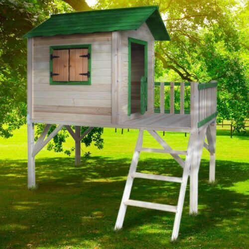 Cabane dans les arbres maison de jeu pour enfants avec balcon maison sur pilotis jardin tour d'arbre maison en bois