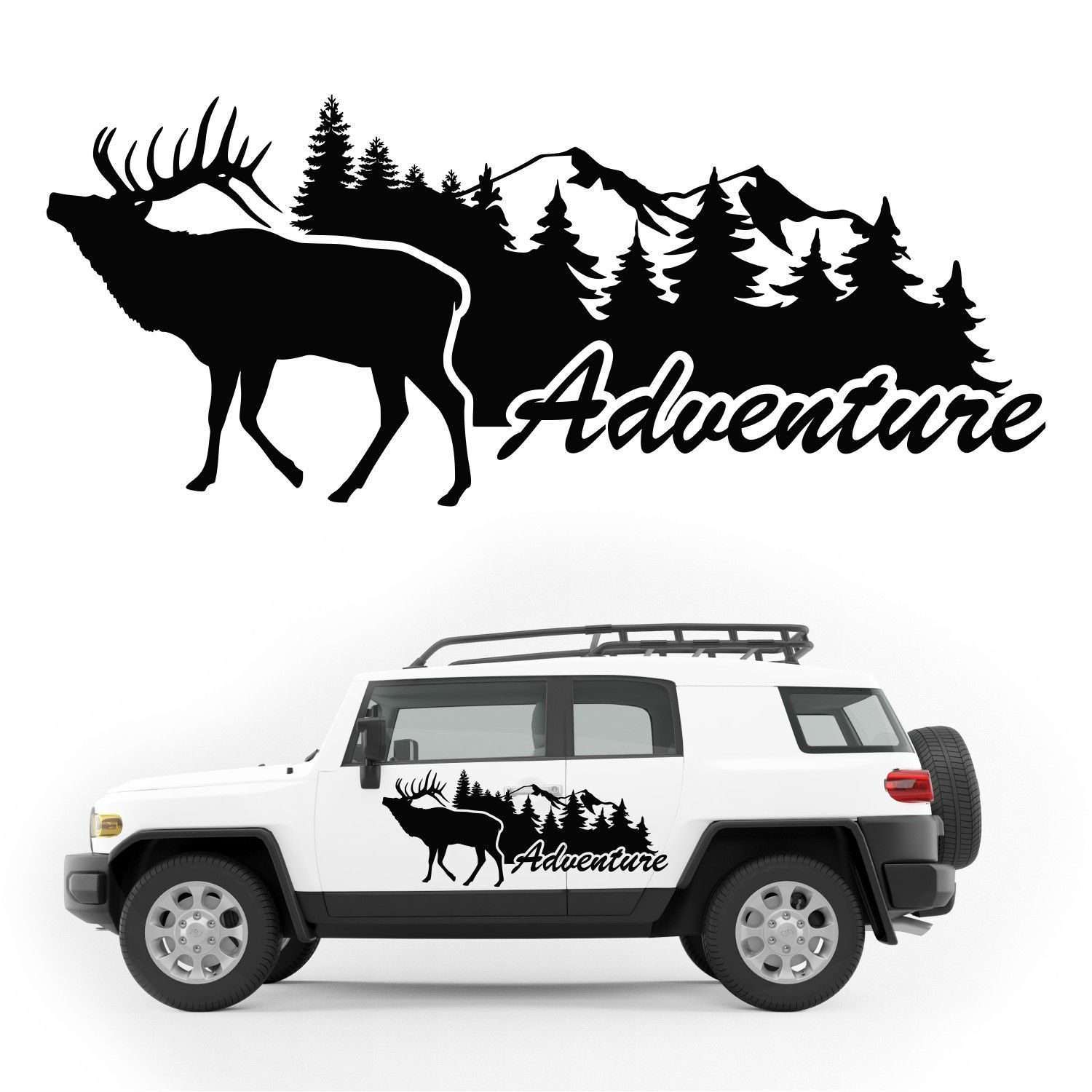 Sticker voor camper, caravan, auto - bergen (120x50 cm) motief 5