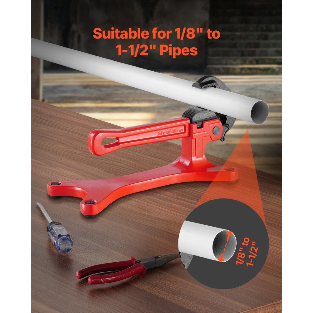 Portable pipe vise, aluminum vise with a clamping capacity of 3.175 to 38.1 mm, ideal for on-site pipe installation, repair and maintenance