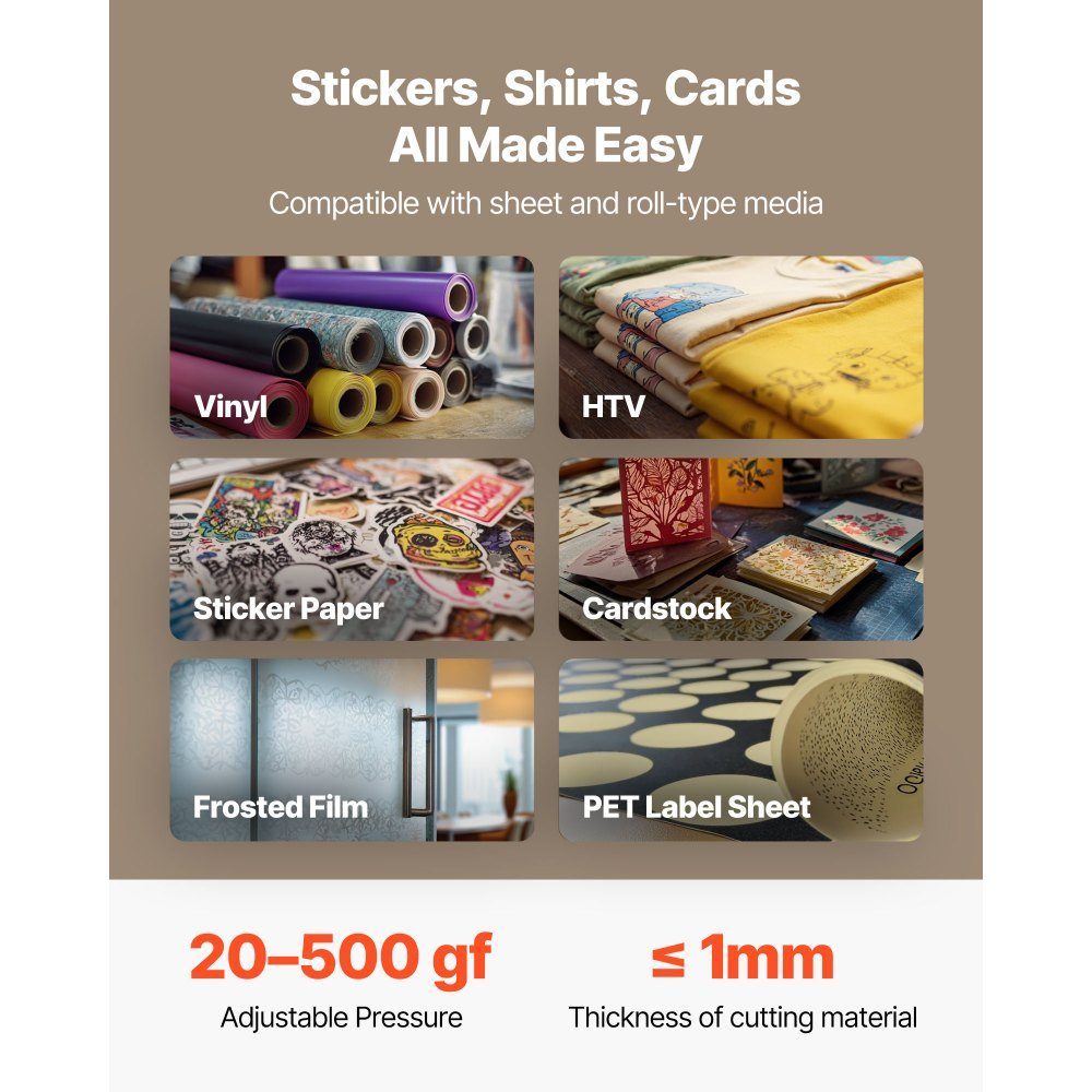 Vinyl cutting machine with 87 cm maximum feed width, double knives and LED display, adjustable vinyl cutting plotter set with sticker sheets, transfer films and Signmaster software