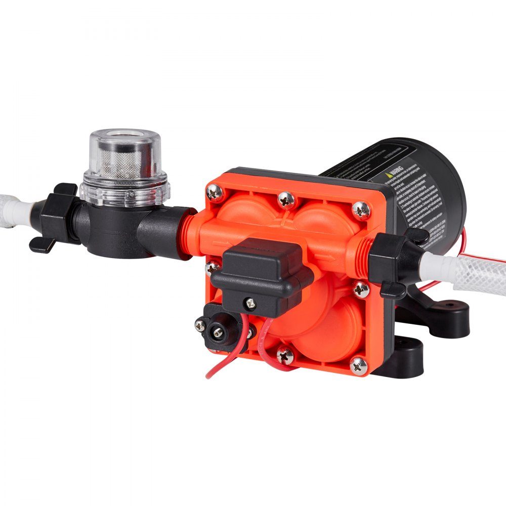 Membranpumpe, 12 V DC, 18,9 l/min, selbstansaugende 4-Kammer-Membran-Wasserpumpe mit automatischem Druckschalter, 4,8 bar Druck für Wohnmobil, Wohnwagen, Schiff, Yacht, Autowäsche