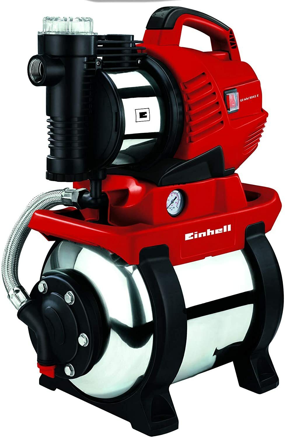 Einhell domestic waterworks GE-WW 9041 E (ECO-Power, 900 W, max. 4.8 bar, 4,100 L/h flow rate, pre-filter, check valve, 20 liter stainless steel container)