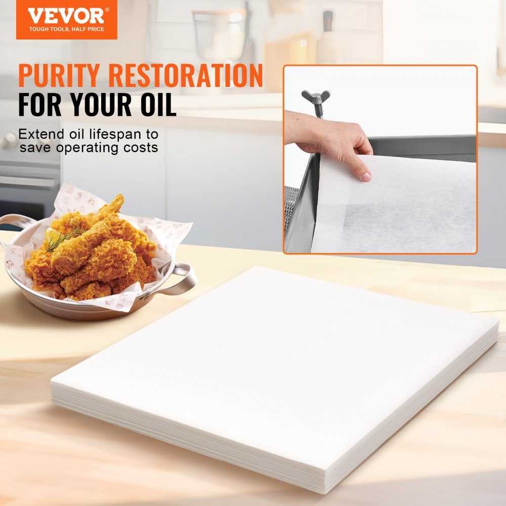 Fryer Filter Paper 100 Sheets 19.5" x 16" Replacement Fryer Filter Sheets for 18L/38L Commercial Mobile Fryer Filter Machine for Restaurants, Fast Food Stores, Carnival Concession