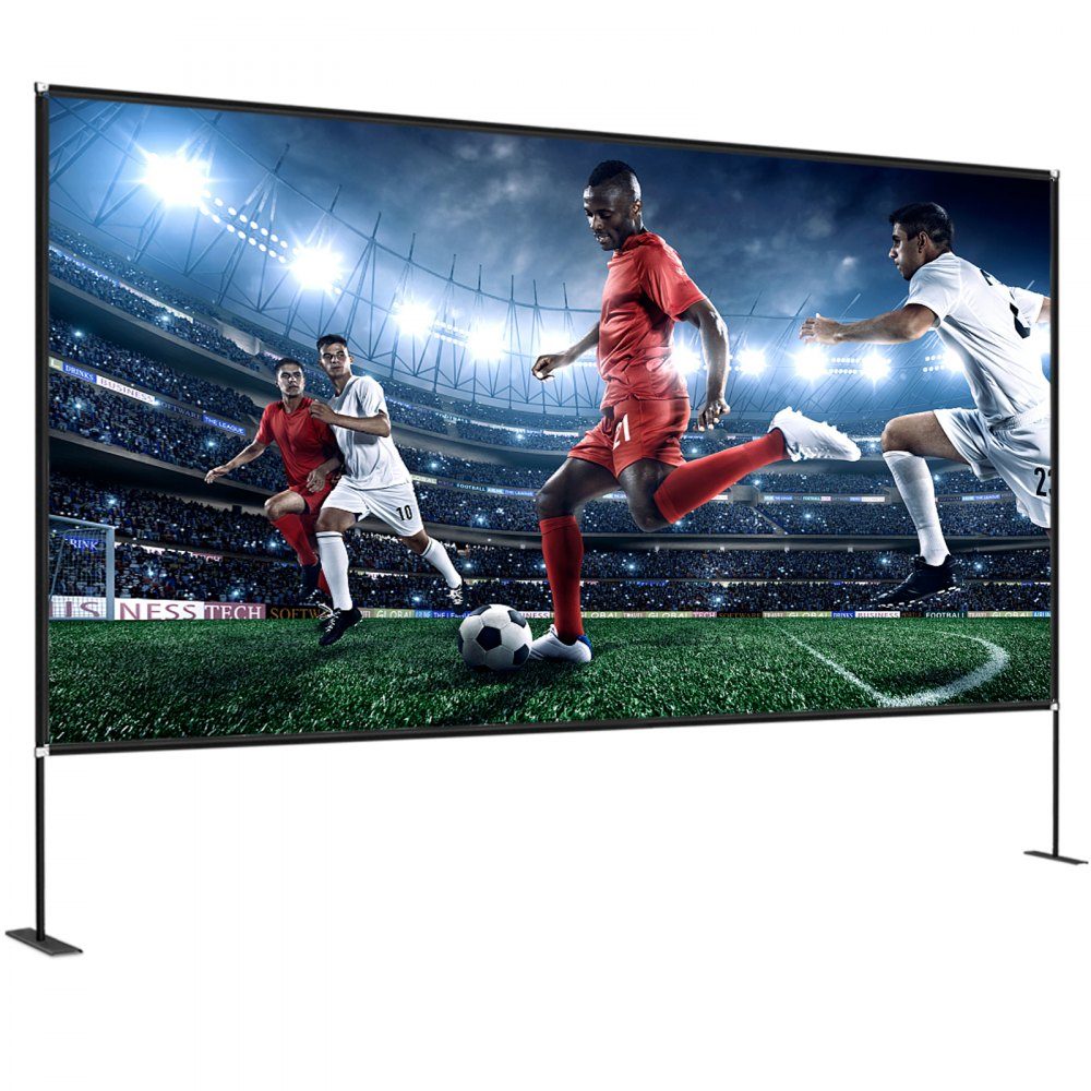 Projection Screen with Stand 15" Portable Movie Screen 16:9 Outdoor Indoor Projector Screen 138" x 80" Mobile Projector Screen 160°