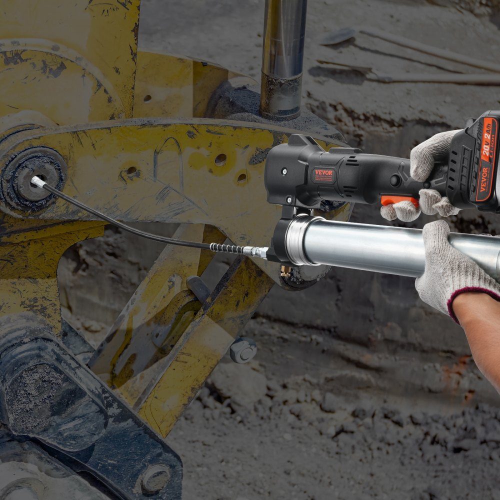 Bezprzewodowa smarownica 20 V Smarownica 500 g Ciśnienie robocze 10 000 PSI Elektryczna smarownica 125 g/min Szybkość podawania oleju w zestawie. 2x akumulatory 2,0 Ah, wąż Φ9x990mm i uniwersalna smarownica z szybką ładowarką