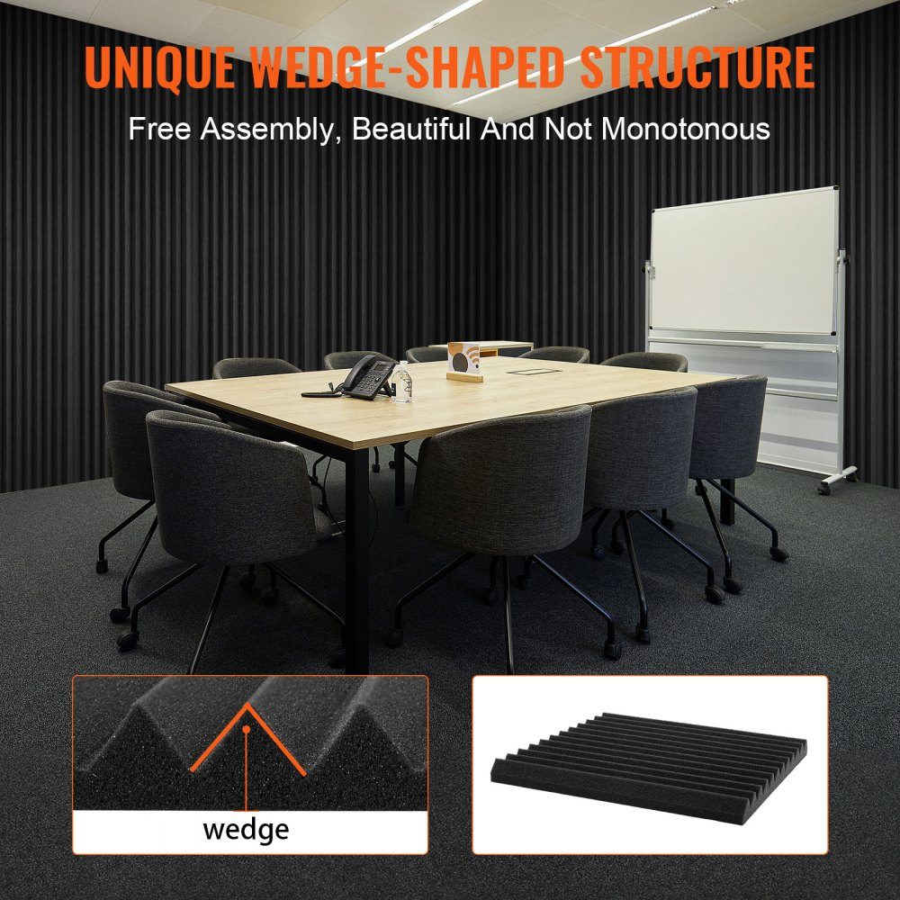 Akustikschaum-Akustikplatten, 80er-Set, 300 x 300 x 25 mm, hochdichte schalldichte Wandpaneele, Akustikplatten, Akustikschaummatten für Studiowände und -decken, schwarz