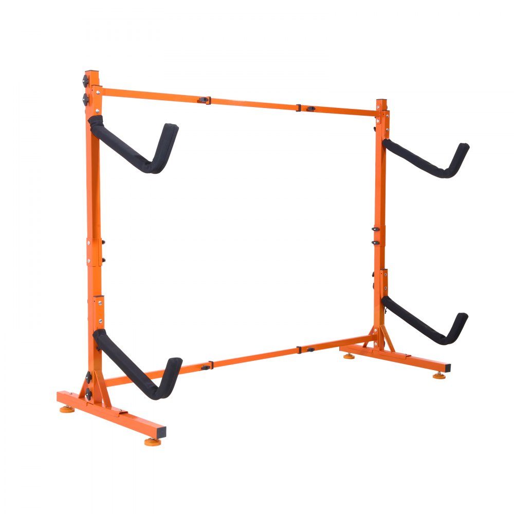 Support de kayak, support de kayak 1265 x 788 x 1380 mm, support de kayak autoportant pour 2 kayaks, plage de réglage de la largeur de 1230 à 1825 mm, support de rangement pour kayak, crochets de rangement robustes pour kayak