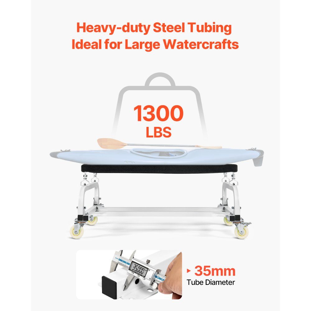 Jet-Ski-Dolly, 590 kg Tragfähigkeit, Bootswagen, Transport-Dolly zum Bewegen von Wasserfahrzeugen, verstellbare Kojen mit 4 Rädern und 2 Bremsen, robuster Slip-Trolley für Kajaks, Jet-Skis, Schnellboote