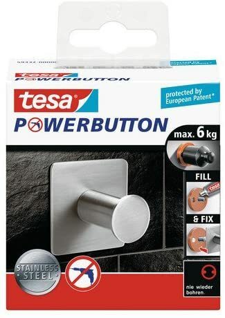 Resterende voorraad tesa premium haak, zelfklevend, belastbaar tot 6 kg, vierkant, roestvrij staal