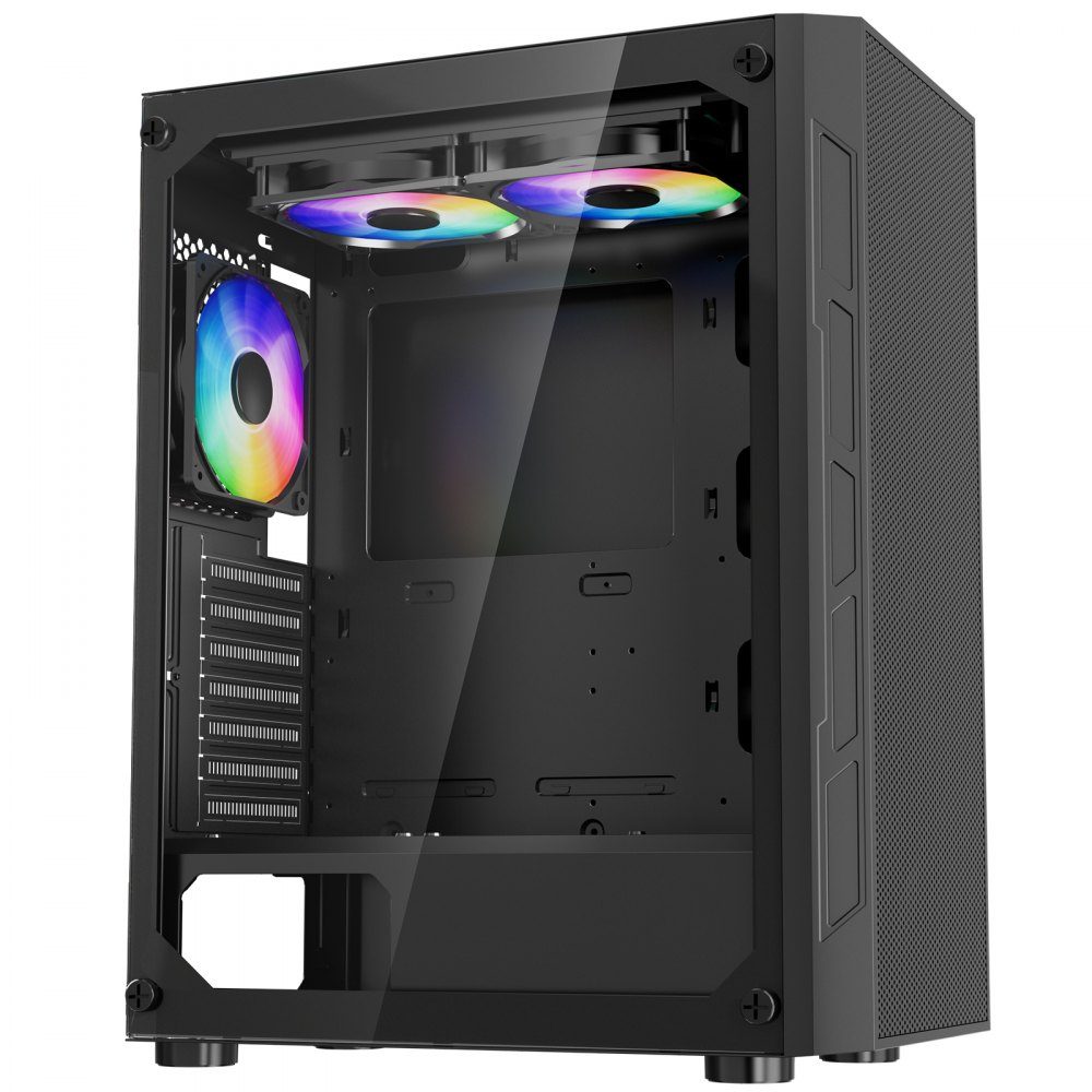 PC Gaming Case, Mid-Tower, High Airflow Tempered Glass Panel, Dust Filter, 3x 120mm ARGB Fans, Cable Management, for GPUs up to 320mm Length, for ATX / M-ATX / ITX