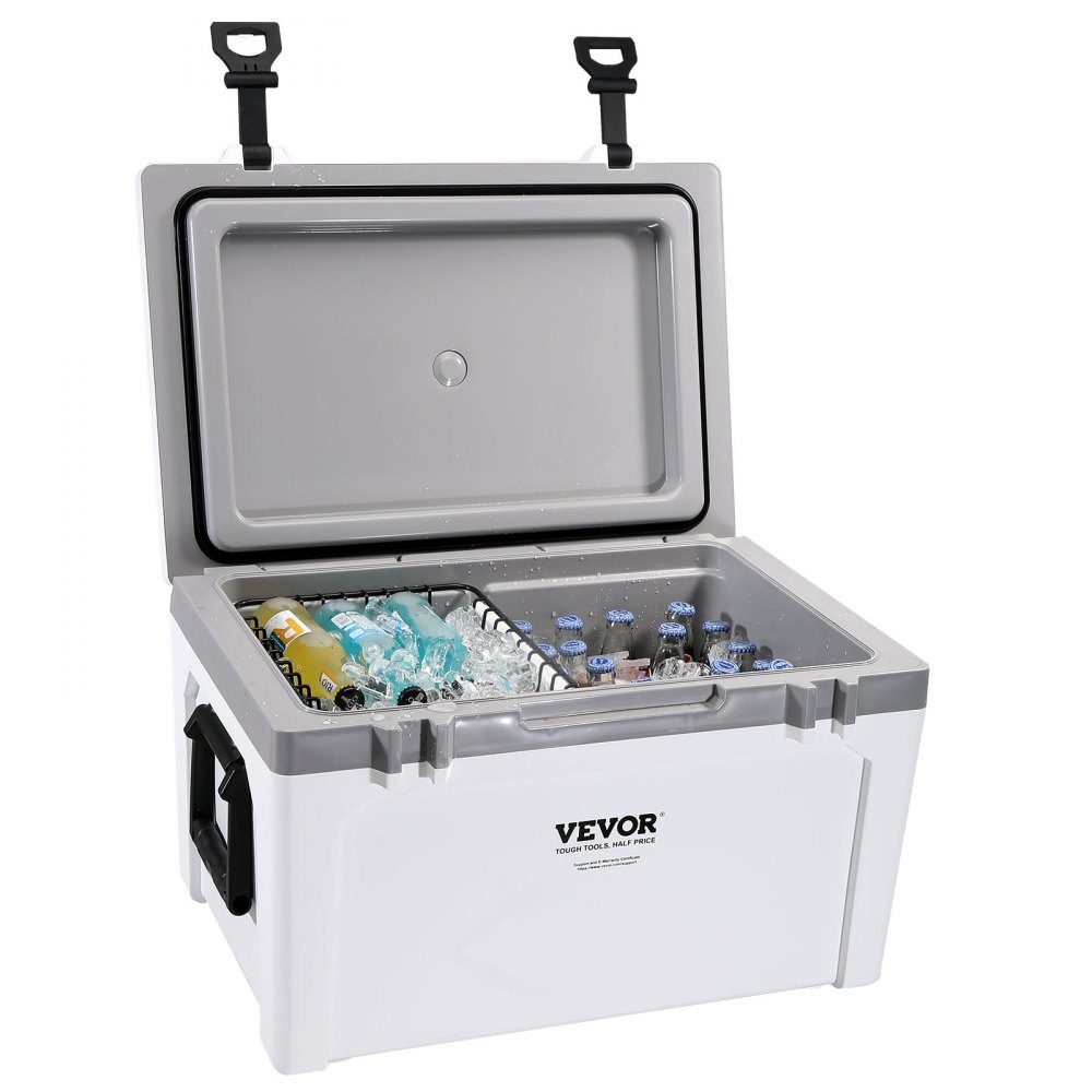 Glacière Passive Glacière 57,26 L, Glacière Isotherme Camping Thermo Box 45-50 Canettes, Réf. rigérateur Camping avec Panier, Glacière Isotherme Portable, Glacière Multifonctionnelle