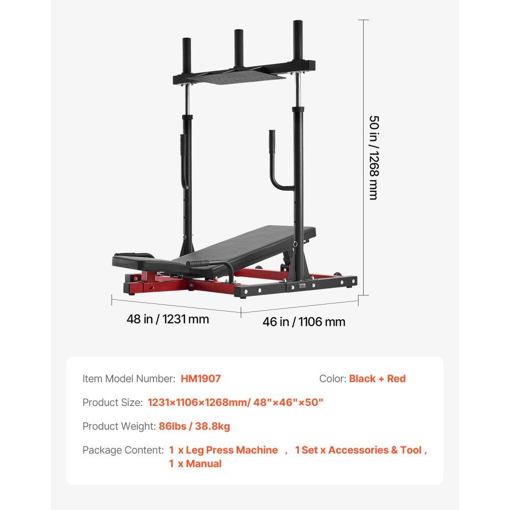 Vertical Leg Press, Dedicated Lower Body Home Fitness Equipment, Carbon Steel Training Equipment, Adjustable Leg Strength Training for High Intensity Pressing, 500lbs Load Capacity