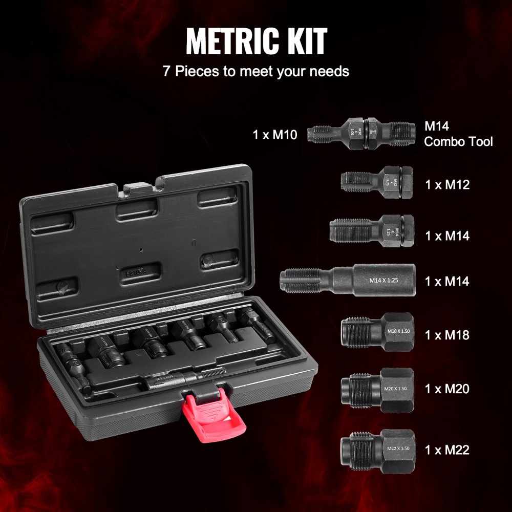 Ensemble de fraises à filetage 7 pièces, outil de réparation de filetage métrique M10 M12 M14 M18 M20 M22 Ensemble d'outils de renouvellement de filetage en acier au carbone traité thermiquement pour les applications de réparation de filetage Ensemble de fraises à filetage 7 pièces, outil de réparation de filetage métrique M10 M12 M14 M18 M20 M22 Ensemble d'outils de renouvellement de filetage en acier au carbone traité thermiquement pour les applications de réparation de filetage