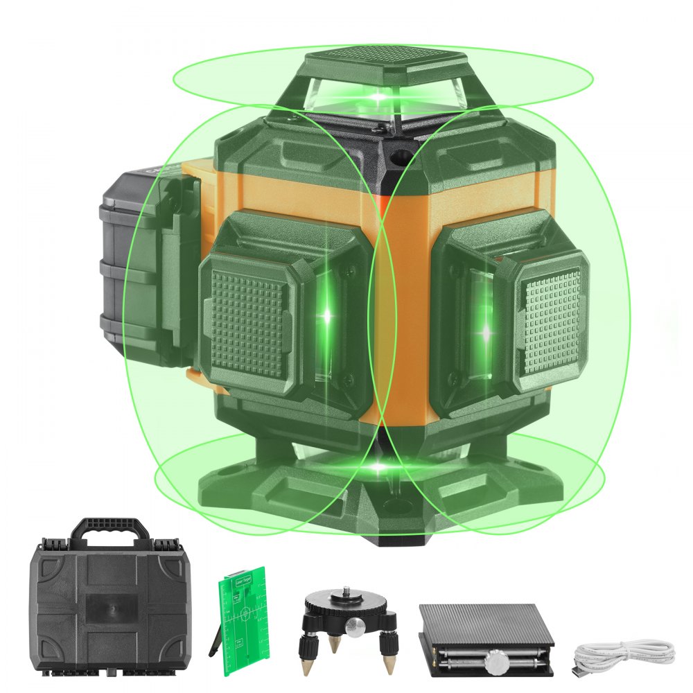 Kruislijnlaser 30m laserwaterpasapparaat zelfnivellerende lijnlaser 520nm ± 10nm lasergolflengte constructielaser ± 0,28cm op 10m kruislaser ± 3° stof- en waterdicht incl. lithiumbatterij Type-C-kabel