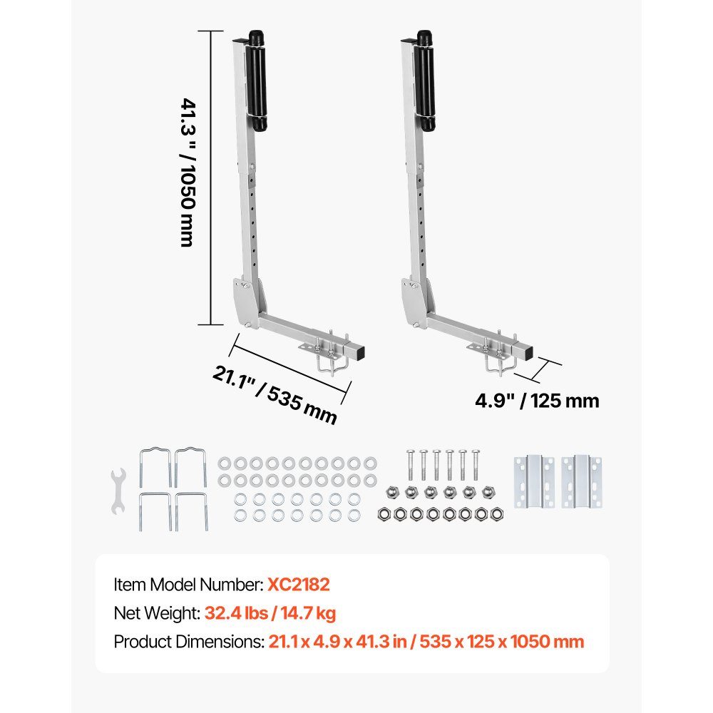Boat trailer guide 700-1050 mm 8-stage height-adjustable, thickened heavy-duty guides with smooth-running roller guide, for larger fishing boats and runabout boats from 16 inches