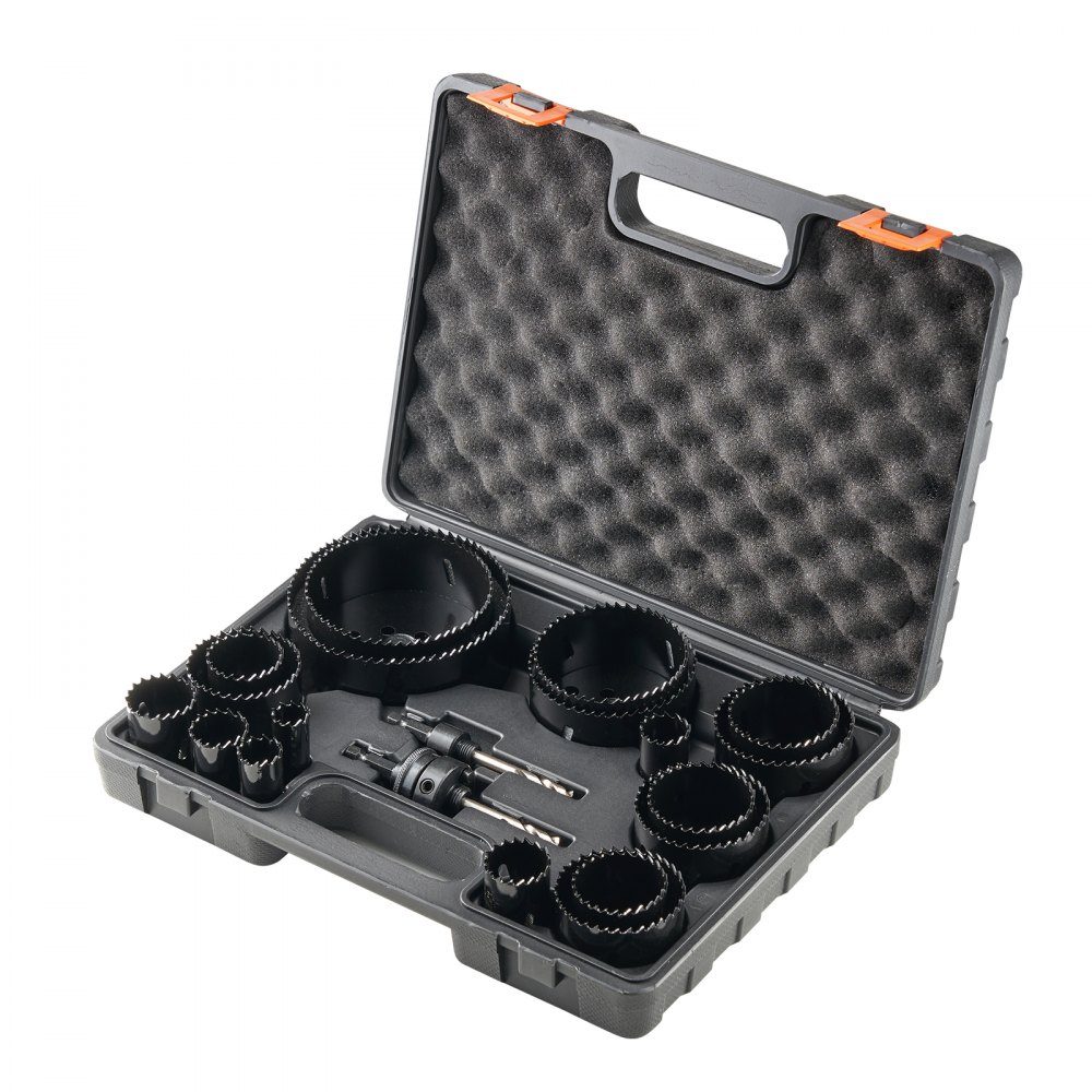 Bimetal hole saw set, 18 pieces. Perforated sheets, 6 hole drills cutting depth 38 mm, bimetal hole saw set, drill accessories, professional hole saws for drilling wood, iron, plastic and PVC etc