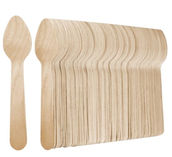 WOOD GASTRO ECO DISPOSABLE SPOONS Spoons 100 pieces Gastro Restaurant Catering Snack Bar
