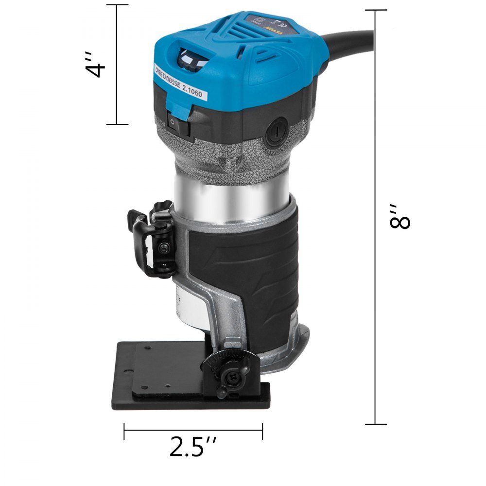Wood Router 710W, Compact Wood Router with 3 Bases, 10000-30000 RPM Edge Router, 1/4" & 3/8" Multifunctional Router with Tilt Base, Diving Base, Laminator for Wood Processing