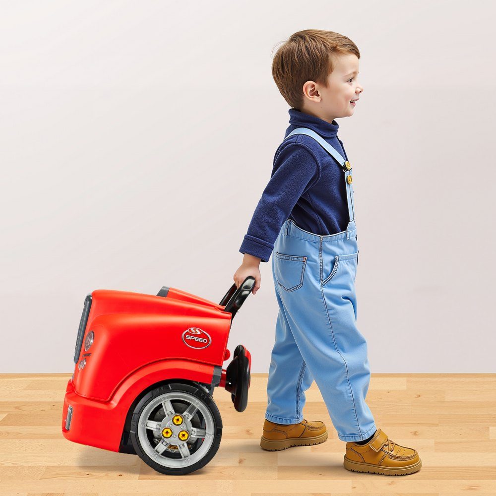 Jouet à moteur, kit de réparation de voiture de 60 pièces pour enfants avec pièces détachables, lumières et sons, volant et klaxon, kit d'atelier mécanique pour enfants pour les tout-petits à partir de 3 ans, rouge