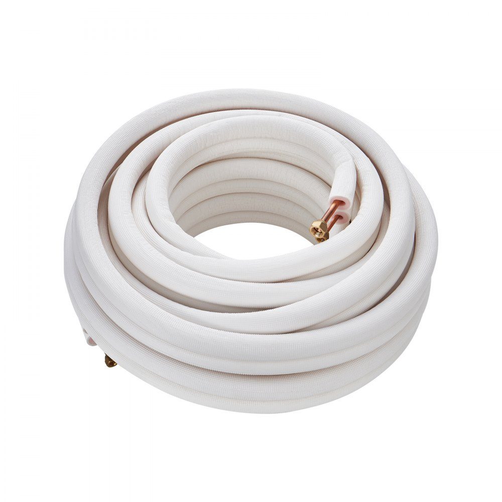 Kit de mini ligne divisée de 50 pieds, tubes en cuivre 1/4" et 3/8" OD avec isolation triple couche, pour mini climatisation divisée, équipement de Réf. rigération ou de pompe à chaleur et CVC avec